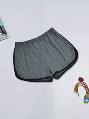 Colorblock Trim Sleep Bottoms Elastic Waistband Shorts Women's Sleepwear