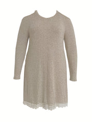 Colorblock Lace Sweater Dress