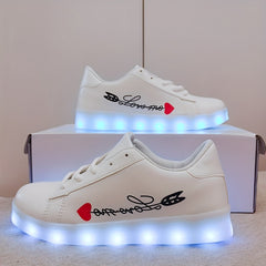Boy's LED Light Up Skate Shoes USB Charing Non Slip Sneakers