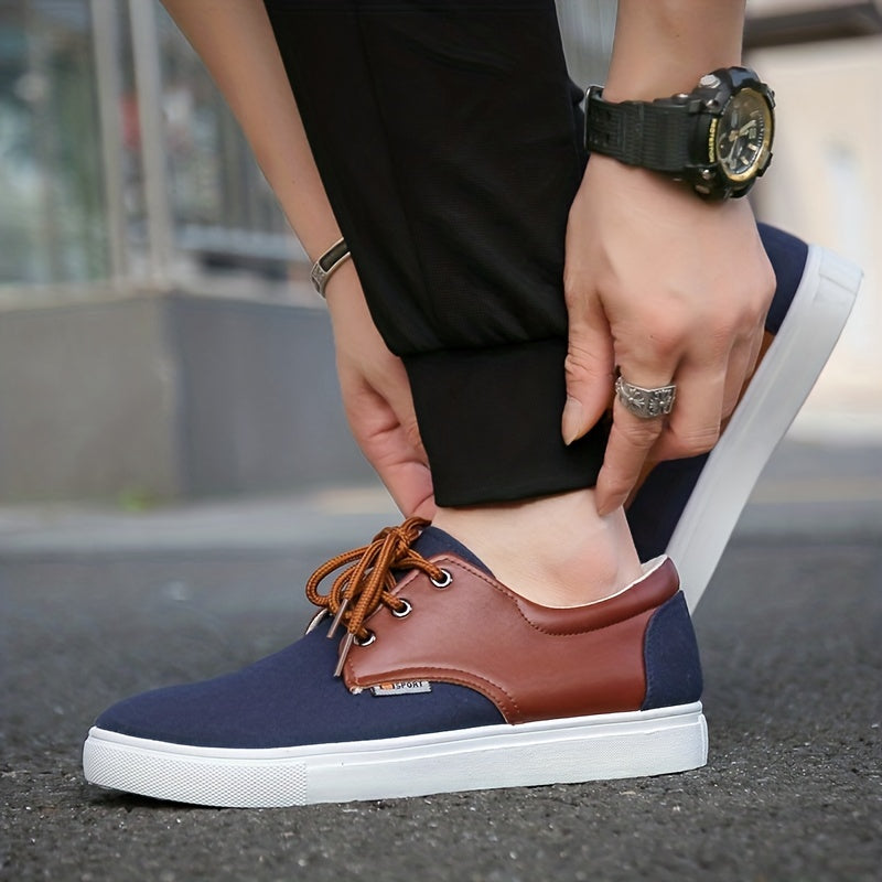 Men's Two Tone Lace up Front Canvas Skate Shoes
