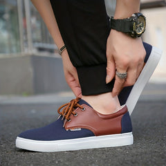 Men's Two Tone Lace up Front Canvas Skate Shoes