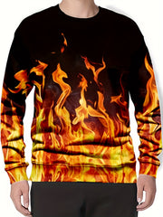 Flame 3D Print Men's Sweatshirt for Autumn Winter