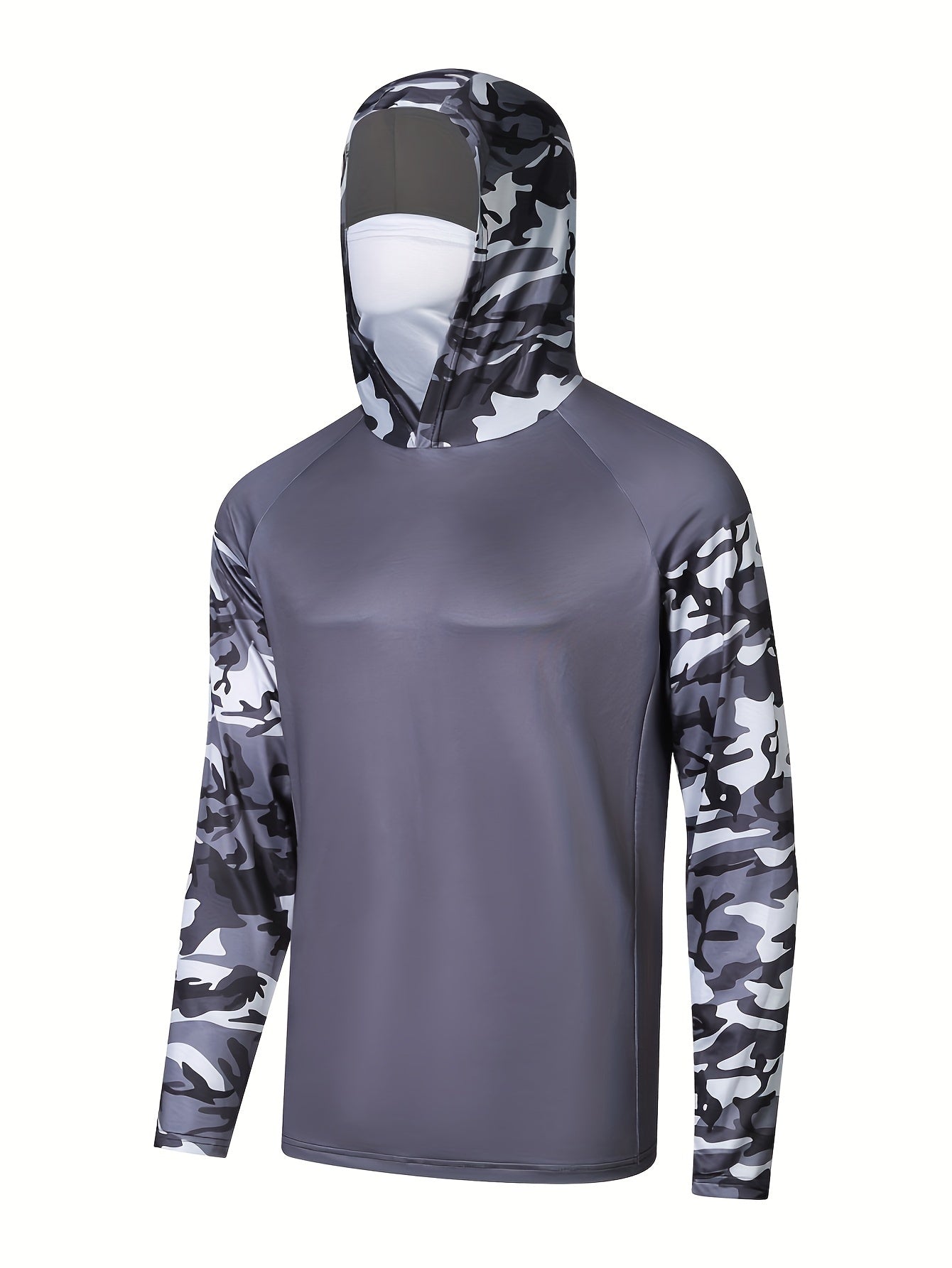 Men's Camo UPF 50 Sun Hoodie w/ Mask Long Sleeve Quick Dry Top