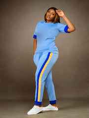 Casual Two piece Set Crew Neck Short Sleeve Tops & Pockets Pants Outfits