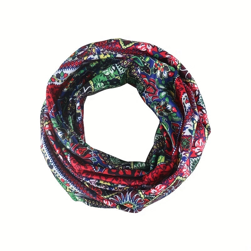 Vintage Flower Print Beanie Boho Elastic Headband Skull Cap