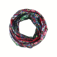 Vintage Flower Print Beanie Boho Elastic Headband Skull Cap