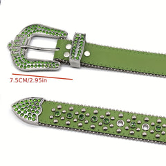 Sparkling Rhinestone Belt Hip Hop Style Pants