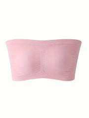 2 Pack Plus Size Tube Bra Set Women's Solid Wireless Removable Pad