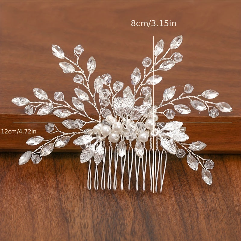 Silvery Faux Pearl Rhinestone Wedding Hair Combs Hair Accessories For Women