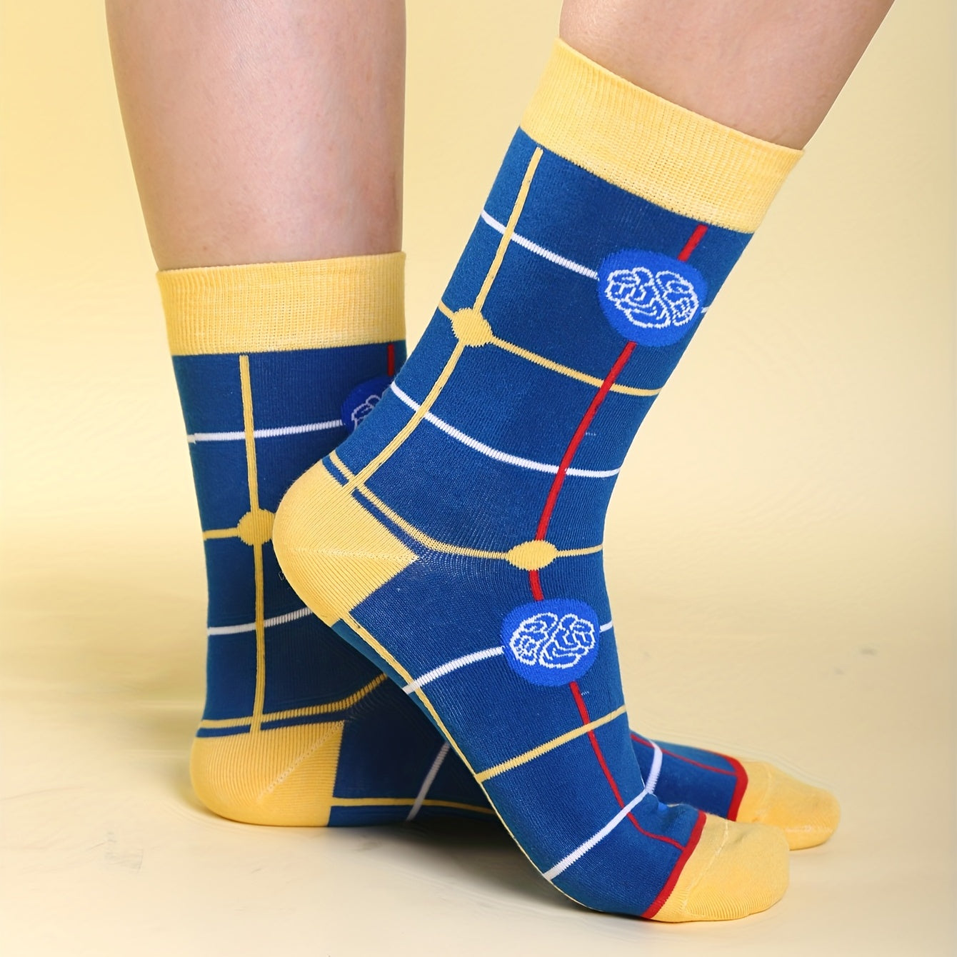 Colorblock Plaid Socks Women's Mid Tube Stockings