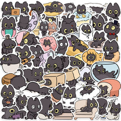 50pcs Cat Cartoon Stickers for Luggage Guitar Skateboard, Fun Vinyl Decoration