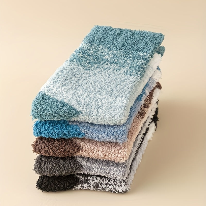 5 Pairs Fuzzy Winter Socks for Women Men