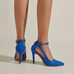 Cut-out Pointed Toe Stiletto Heels Ankle Strap Sandals
