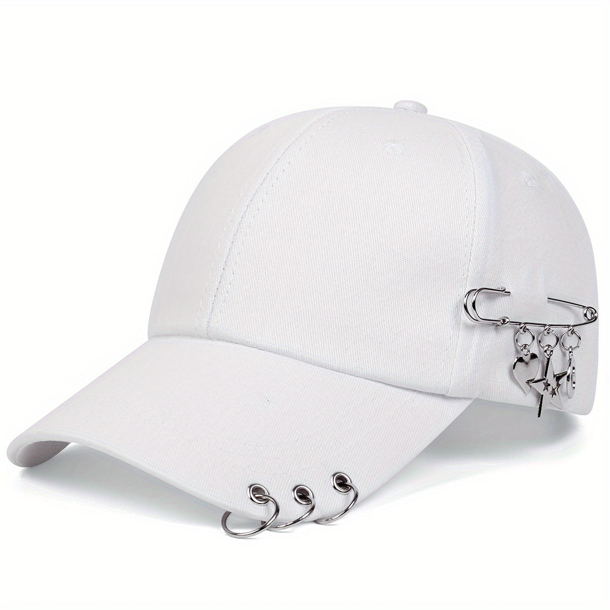 Star Iron Ring Baseball Cap Kpop Brooch Decor Casual Sun Hat Unisex