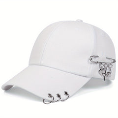 Star Iron Ring Baseball Cap Kpop Brooch Decor Casual Sun Hat Unisex