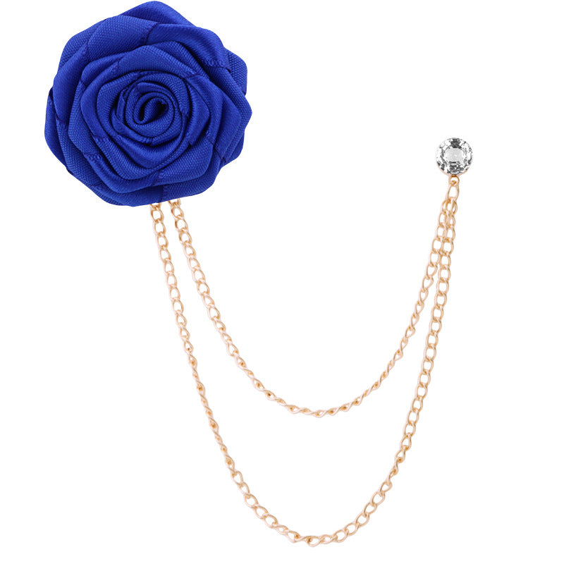 Men's Wedding Groom Rose Chain Brooch
