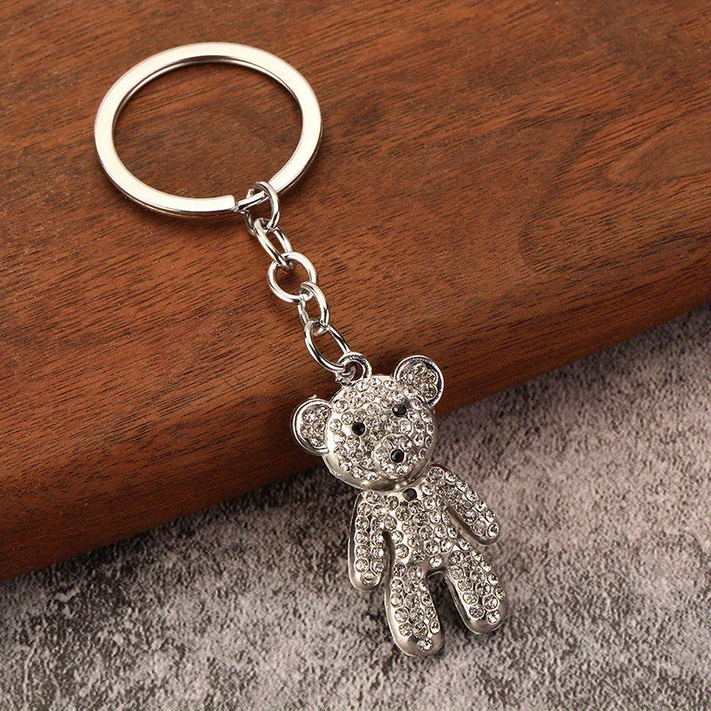 Sparkling Diamond Bear Key Ring Men's Gift Pendant