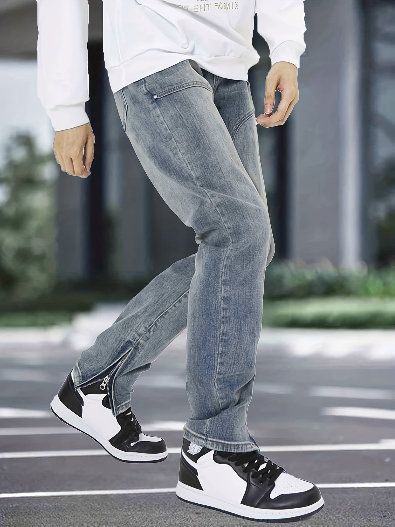 Men's Distressed Denim Pants with Pockets