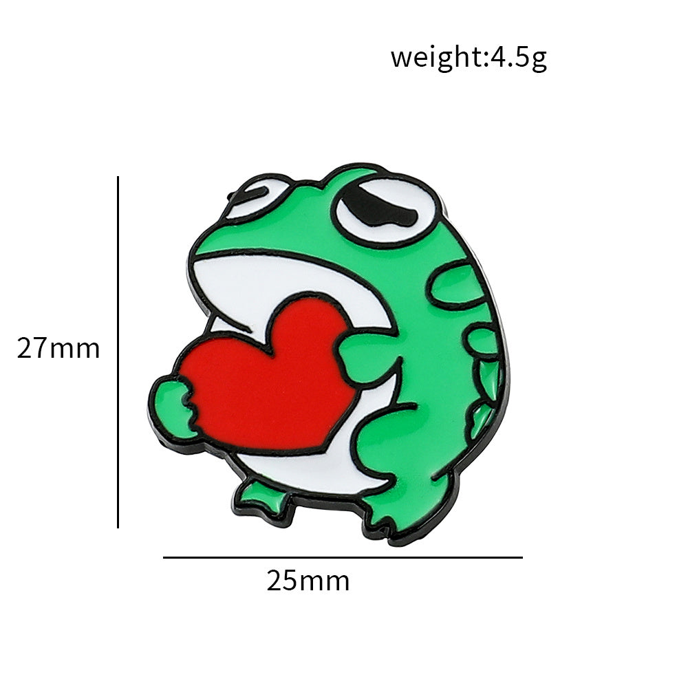 Cute Frog Metal Oil Drip Brooch for Kids