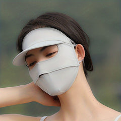 UV Protection Sunshade Mask With Brim Solid Ice Silk Face Covering Balaclava