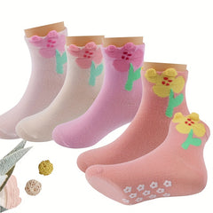 3 Pairs Anti skid Socks For Girls Cartoon Rabbit Socks For Baby