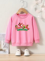 Santa & Elf Graphic Crew Neck Long Sleeve Sweatshirt Kids Christmas Gift