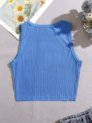 Y2K Coconut Tree Crop Tank Top Women's Sleeveless Summer Shirt
