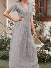 Lace V Neck Maxi Bridesmaid Dress