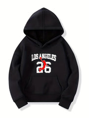 LOS ANGELES Letter Print Boys Hooded Sweatshirt