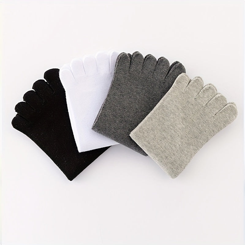 4 Pairs Solid Toe Socks Five Finger Crew Socks for Running Athletic Women's