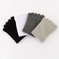4 Pairs Solid Toe Socks Five Finger Crew Socks for Running Athletic Women's