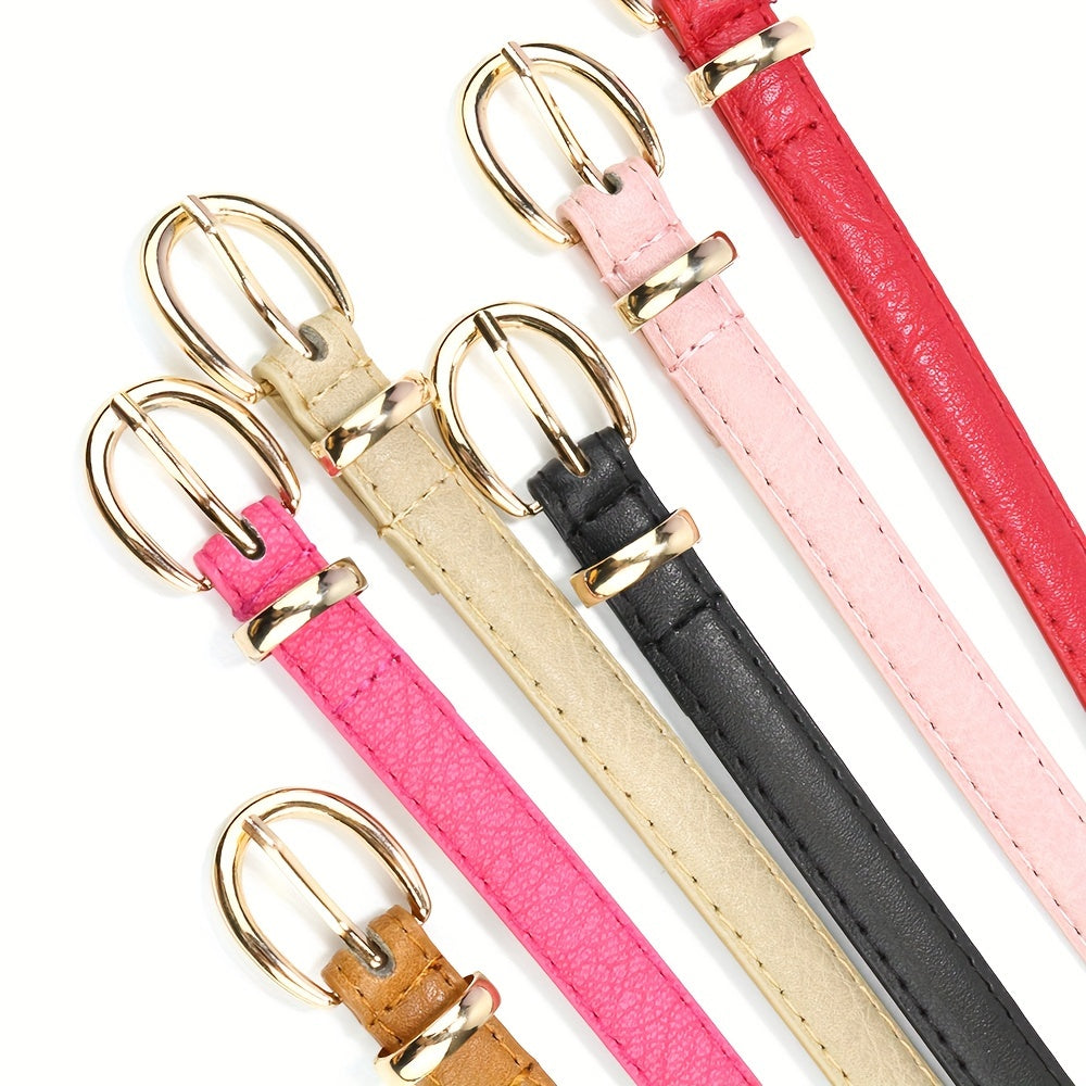 Candy Adjustable Waist Belt Golden Pin Buckle Thin PU Belt