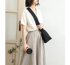 Nylon Drawstring Women Bag Literary Lady Shoulder Messenger Crossbody Bag