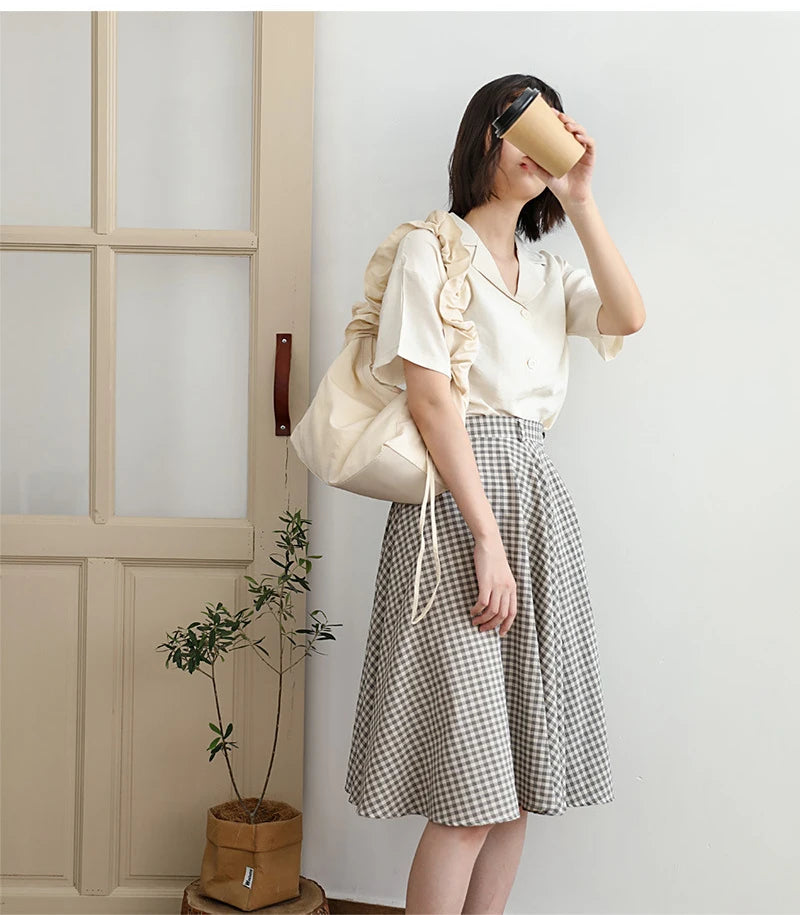 Nylon Drawstring Women Bag Literary Lady Shoulder Messenger Crossbody Bag