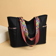 Large Capacity Women Shoulder Bag with Colorful Strap