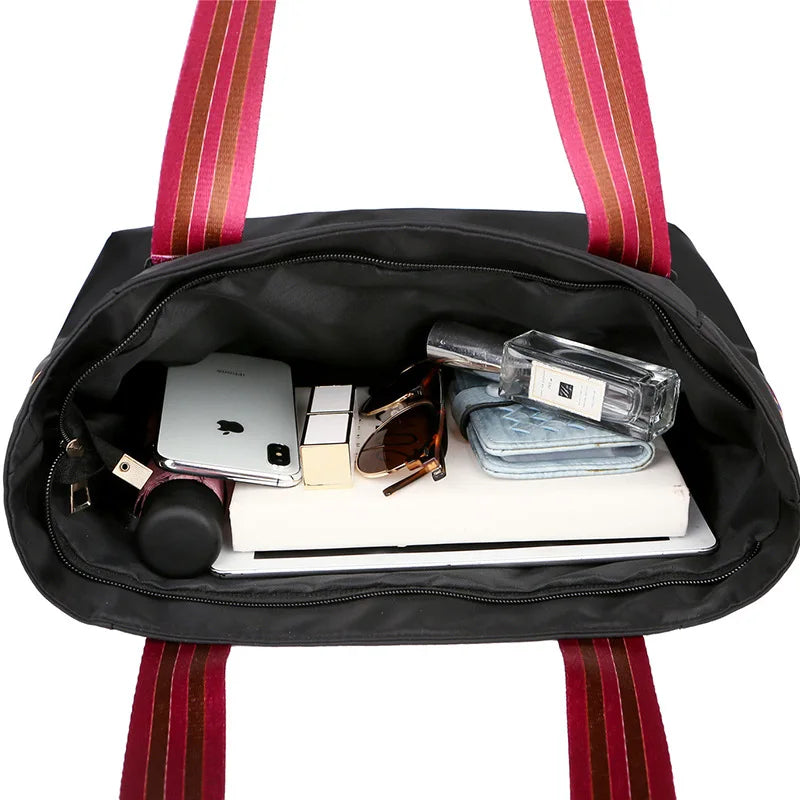 Large Capacity Women Shoulder Bag with Colorful Strap