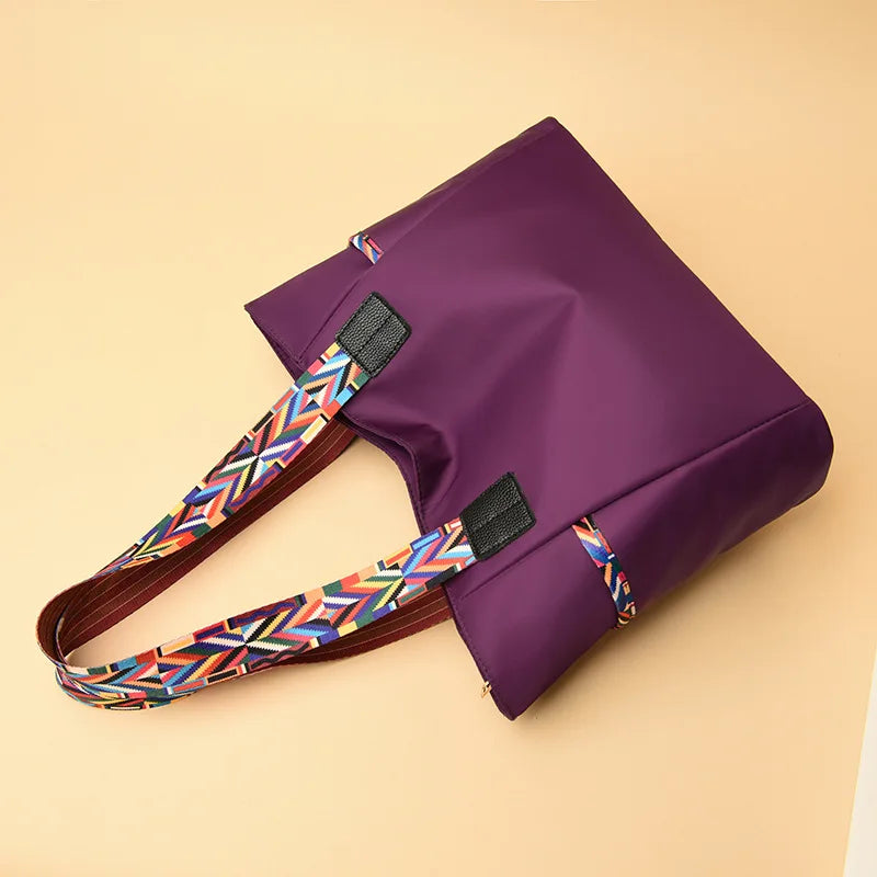 Large Capacity Women Shoulder Bag with Colorful Strap