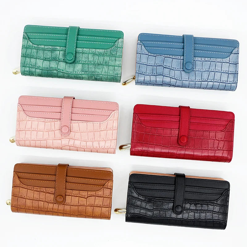 Women's Long Zipper Wallet Stone Card Bag