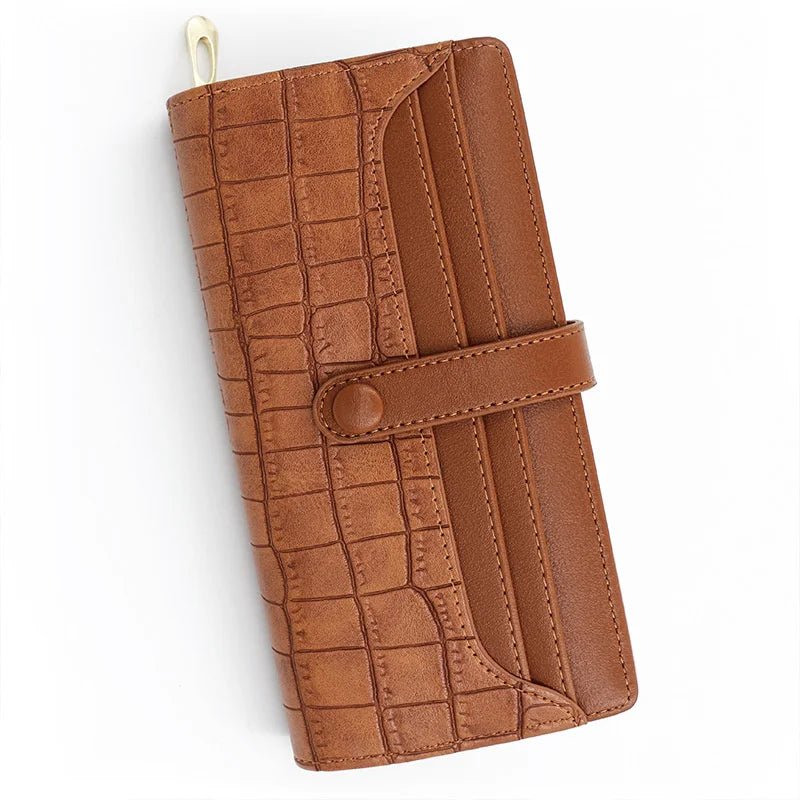 Women's Long Zipper Wallet Stone Card Bag
