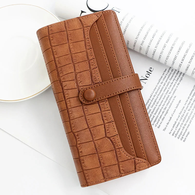 Women's Long Zipper Wallet Stone Card Bag