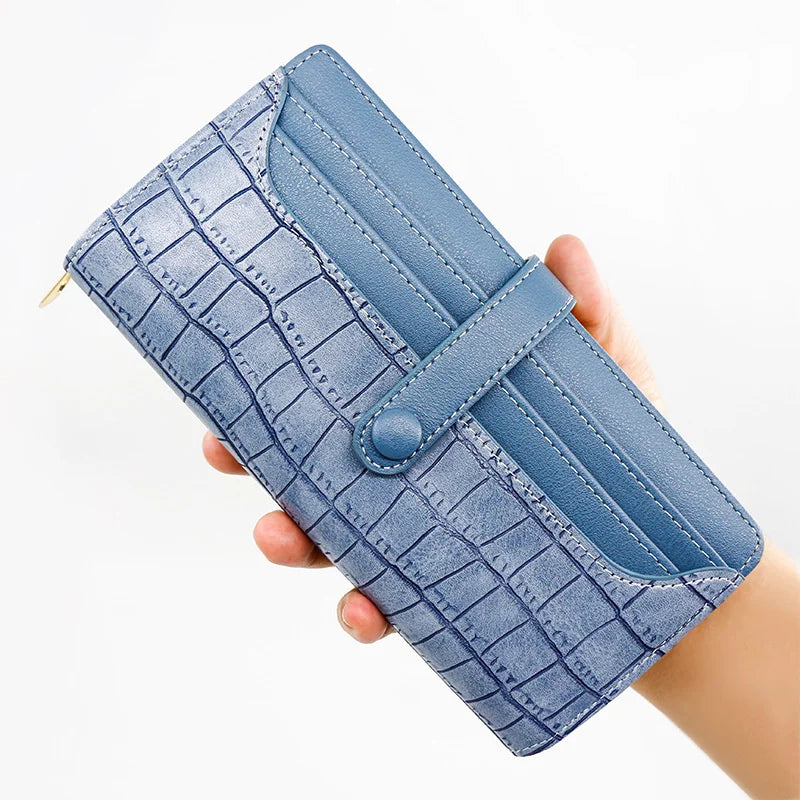 Women's Long Zipper Wallet Stone Card Bag