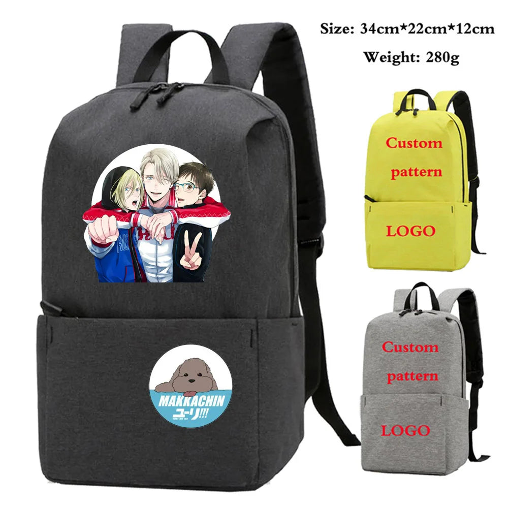YURI!!! on ICE Backpack Student Book Bags Kids Gift Bag Nylon Laptop Bag Women