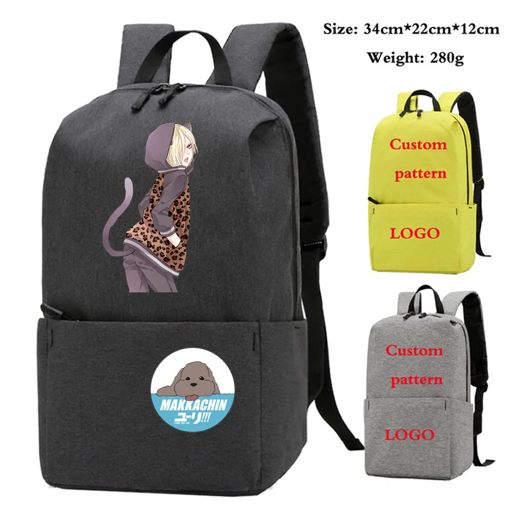 YURI!!! on ICE Backpack Student Book Bags Kids Gift Bag Nylon Laptop Bag Women
