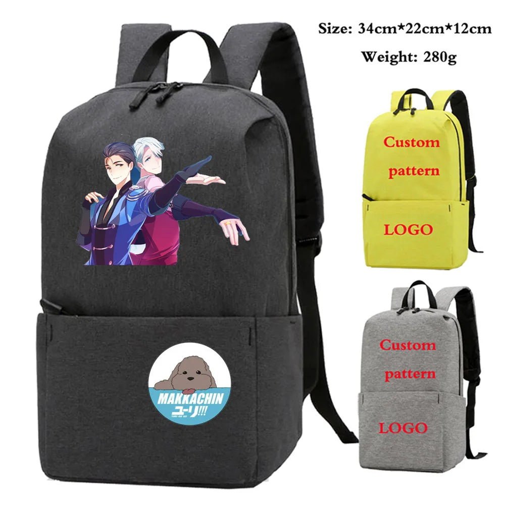 YURI!!! on ICE Backpack Student Book Bags Kids Gift Bag Nylon Laptop Bag Women