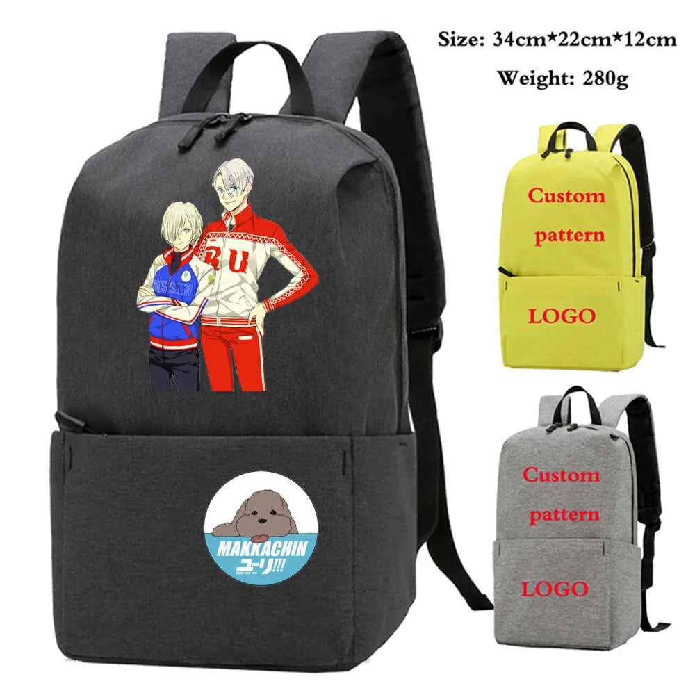 YURI!!! on ICE Backpack Student Book Bags Kids Gift Bag Nylon Laptop Bag Women