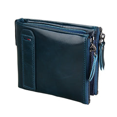 RFID Anti Theft Leather Wallet with Zipper for Men and Women