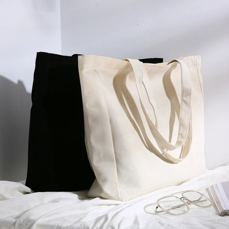 Cotton Canvas Women Shoulder Bag Grocery Foldable Eco Handbags