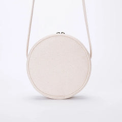 Eco Cotton Canvas Mini Bag Women Shoulder Bags Round Casual Daily Cross Body
