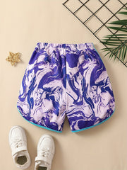 Girls Tie Dye Track Shorts Breathable Summer Sports Shorts