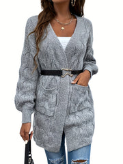 Warm Open Front Cardigan with Pockets for Women